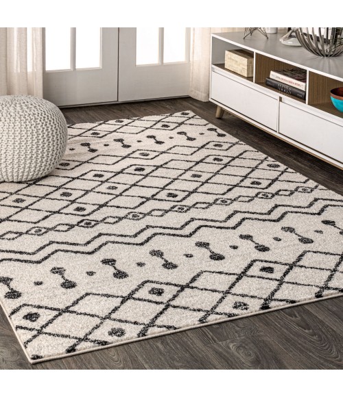 MOROCCAN HYPE Area Rug Aksil Moroccan Beni Souk Cream/Black 8 ft. x 10 ft. Area Rug