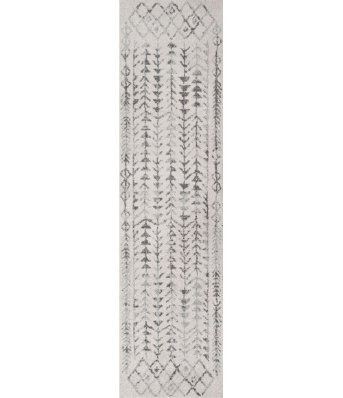 Ziri Moroccan Geometric Cream/Gray 2 ft. x 8 ft. Runner Rug