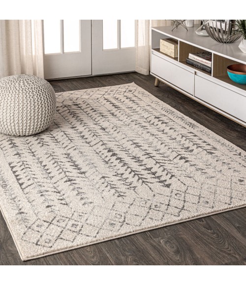 Ziri Moroccan Geometric Cream/Gray 8 ft. x 10 ft. Area Rug