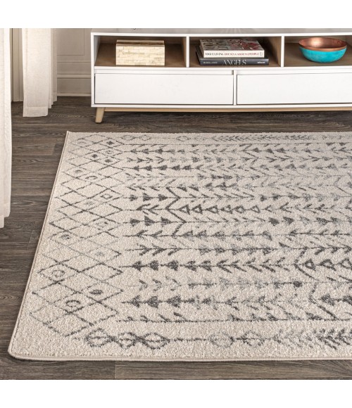Ziri Moroccan Geometric Cream/Gray 8 ft. x 10 ft. Area Rug