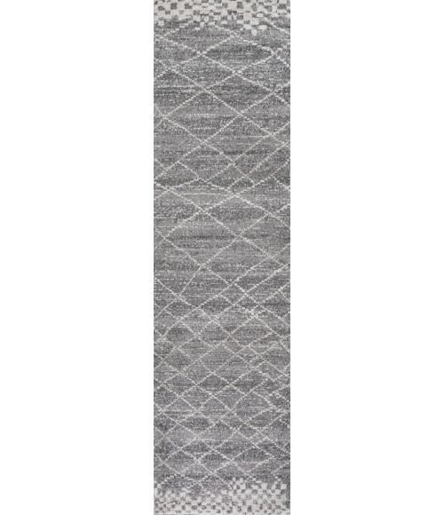 Asilah Moroccan Modern Diamond Gray 2 ft. x 10 ft. Runner Rug