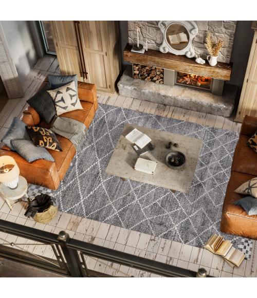 Asilah Moroccan Modern Diamond Gray 3 ft. x 5 ft. Area Rug