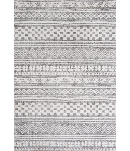 MOROCCAN HYPE Area Rug Imlil Tribal Geometric Stripe Light Gray/Cream 3 ft. x 5 ft. Area Rug