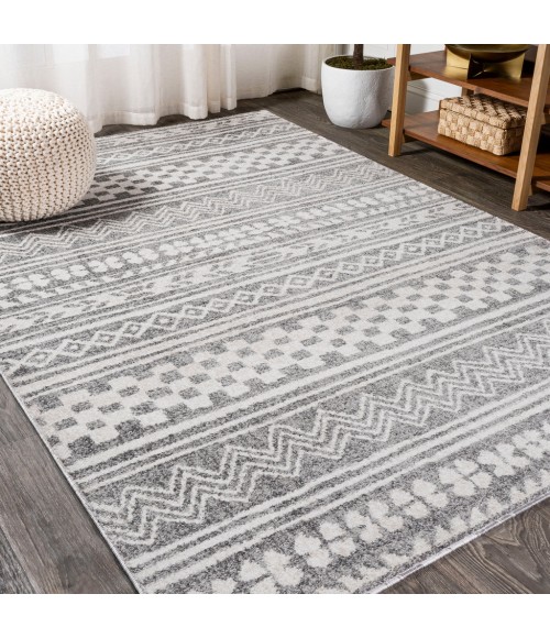 MOROCCAN HYPE Area Rug Imlil Tribal Geometric Stripe Light Gray/Cream 3 ft. x 5 ft. Area Rug