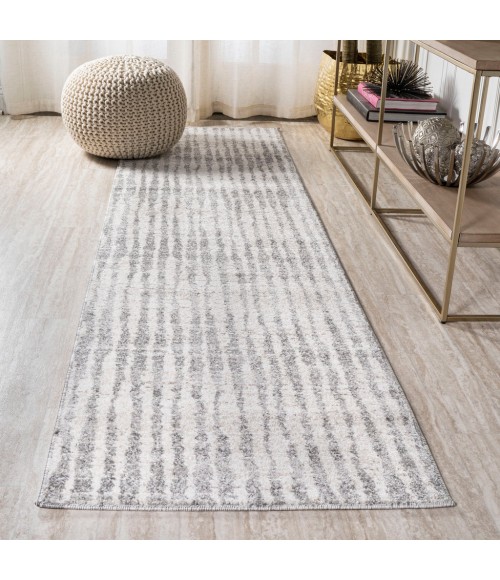 MOROCCAN HYPE Area Rug Skoura Modern Bold Stripe Beige/Dark Gray 2 ft. x 10 ft. Runner Rug