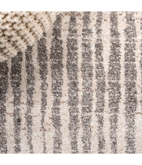 Skoura Modern Bold Stripe Beige/Dark Gray 3 ft. x 5 ft. Area Rug