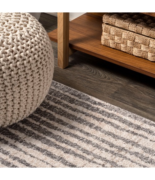 Skoura Modern Bold Stripe Beige/Dark Gray 3 ft. x 5 ft. Area Rug