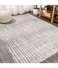 Skoura Modern Bold Stripe Beige/Dark Gray 3 ft. x 5 ft. Area Rug