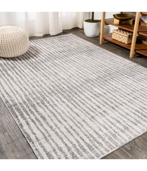 Skoura Modern Bold Stripe Beige/Dark Gray 3 ft. x 5 ft. Area Rug