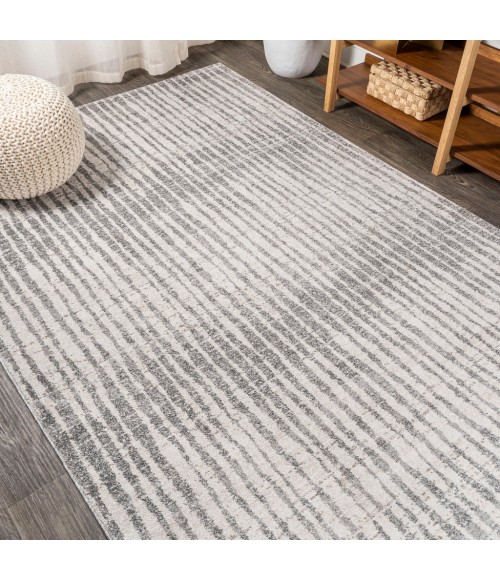 Skoura Modern Bold Stripe Beige/Dark Gray 3 ft. x 5 ft. Area Rug