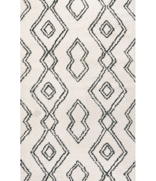 MOROCCAN HYPE Area Rug Deia Moroccan Style Diamond Shag White/Gray 3 ft. x 5 ft. Area Rug