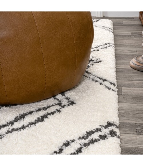 MOROCCAN HYPE Area Rug Deia Moroccan Style Diamond Shag White/Gray 3 ft. x 5 ft. Area Rug