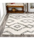 MOROCCAN HYPE Area Rug Deia Moroccan Style Diamond Shag White/Gray 3 ft. x 5 ft. Area Rug