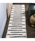 Alaro Berber Stripe Shag White/Gray 2 ft. x 8 ft. Runner Rug