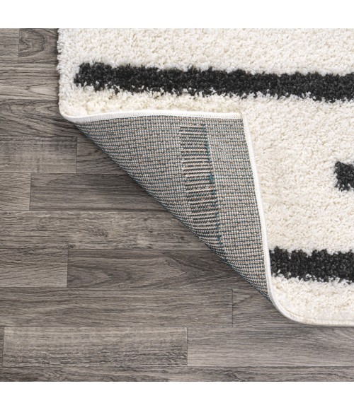 MOROCCAN HYPE Area Rug Alaro Berber Stripe Shag White/Gray 3 ft. x 5 ft. Area Rug