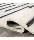 Alaro Berber Stripe Shag White/Gray 2 ft. x 8 ft. Runner Rug