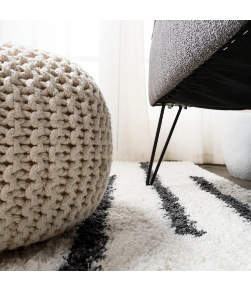 Alaro Berber Stripe Shag White/Gray 2 ft. x 8 ft. Runner Rug