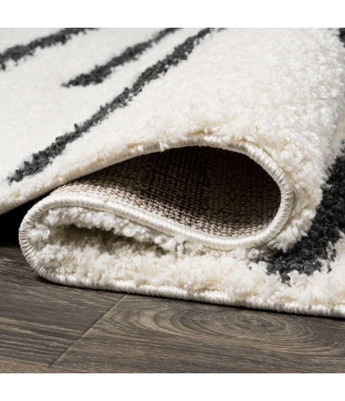 Alaro Berber Stripe Shag White/Gray 2 ft. x 8 ft. Runner Rug