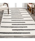 MOROCCAN HYPE Area Rug Alaro Berber Stripe Shag White/Gray 3 ft. x 5 ft. Area Rug