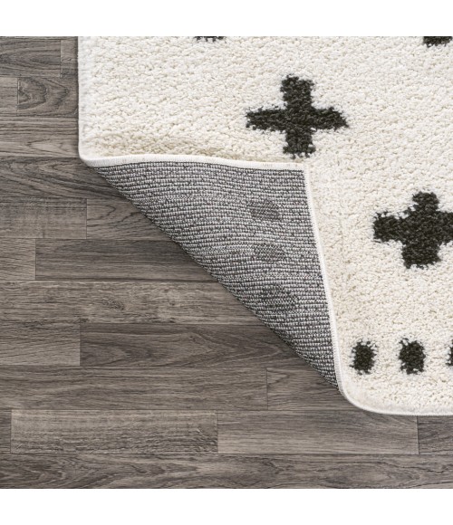 MOROCCAN HYPE Area Rug Cristo Berber Geometric Shag White/Gray 2 ft. x 8 ft. Runner Rug