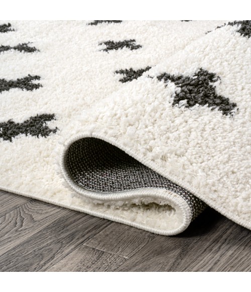 MOROCCAN HYPE Area Rug Cristo Berber Geometric Shag White/Gray 2 ft. x 8 ft. Runner Rug
