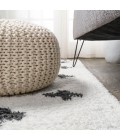MOROCCAN HYPE Area Rug Cristo Berber Geometric Shag White/Gray 2 ft. x 8 ft. Runner Rug
