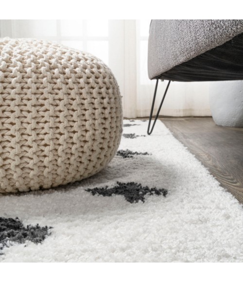 MOROCCAN HYPE Area Rug Cristo Berber Geometric Shag White/Gray 2 ft. x 8 ft. Runner Rug