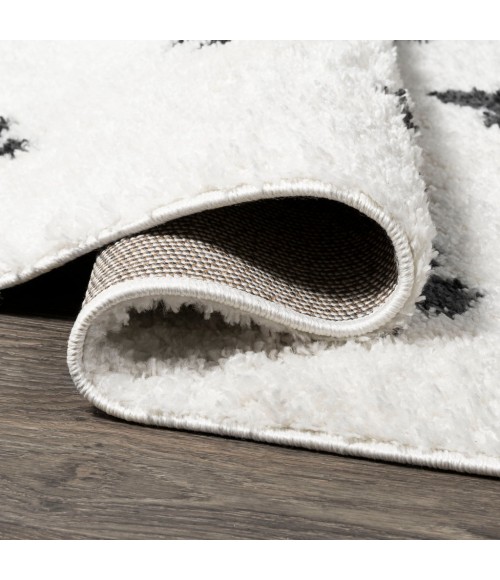 MOROCCAN HYPE Area Rug Cristo Berber Geometric Shag White/Gray 2 ft. x 8 ft. Runner Rug