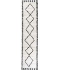 MOROCCAN HYPE Area Rug Calvia Moroccan Diamond Shag White/Gray 2 ft. x 8 ft. Runner Rug