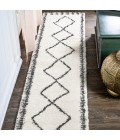 MOROCCAN HYPE Area Rug Calvia Moroccan Diamond Shag White/Gray 2 ft. x 8 ft. Runner Rug