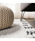 MOROCCAN HYPE Area Rug Calvia Moroccan Diamond Shag White/Gray 2 ft. x 8 ft. Runner Rug