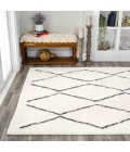MOROCCAN HYPE Area Rug Catala Moroccan Diamond Shag White/Gray 3 ft. x 5 ft. Area Rug