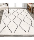 MOROCCAN HYPE Area Rug Catala Moroccan Diamond Shag White/Gray 3 ft. x 5 ft. Area Rug