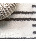 Petra Stripe Geometric Shag White/Gray 2 ft. x 8 ft. Runner Rug