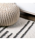 Petra Stripe Geometric Shag White/Gray 2 ft. x 8 ft. Runner Rug