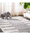 Petra Stripe Geometric Shag White/Gray 4 ft. x 6 ft. Area Rug