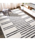 Petra Stripe Geometric Shag White/Gray 4 ft. x 6 ft. Area Rug