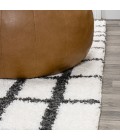 MOROCCAN HYPE Area Rug Arenal Geometric Grid Shag White/Gray 5 ft. x 8 ft. Area Rug
