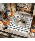 MOROCCAN HYPE Area Rug Arenal Geometric Grid Shag White/Gray 5 ft. x 8 ft. Area Rug