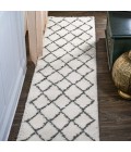 MOROCCAN HYPE Area Rug Cami Moroccan Style Diamond Shag White/Gray 2 ft. x 8 ft. Runner Rug