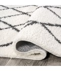 MOROCCAN HYPE Area Rug Cami Moroccan Style Diamond Shag White/Gray 2 ft. x 8 ft. Runner Rug