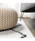 MOROCCAN HYPE Area Rug Cami Moroccan Style Diamond Shag White/Gray 2 ft. x 8 ft. Runner Rug