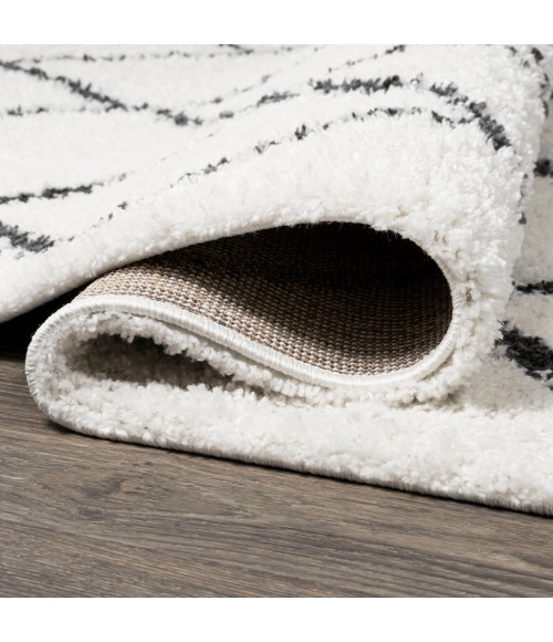 MOROCCAN HYPE Area Rug Cami Moroccan Style Diamond Shag White/Gray 2 ft. x 8 ft. Runner Rug
