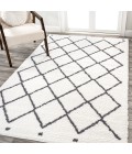 MOROCCAN HYPE Area Rug Cami Moroccan Style Diamond Shag White/Gray 4 ft. x 6 ft. Area Rug