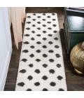 MOROCCAN HYPE Area Rug Pere Modern Charcoal Dot Shag White/Gray 2 ft. x 10 ft. Runner Rug
