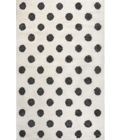 MOROCCAN HYPE Area Rug Pere Modern Charcoal Dot Shag White/Gray 5 ft. x 8 ft. Area Rug