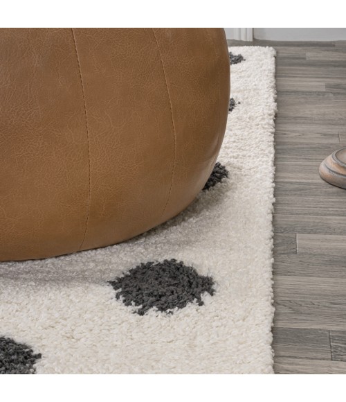 MOROCCAN HYPE Area Rug Pere Modern Charcoal Dot Shag White/Gray 5 ft. x 8 ft. Area Rug