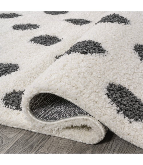 MOROCCAN HYPE Area Rug Pere Modern Charcoal Dot Shag White/Gray 2 ft. x 10 ft. Runner Rug