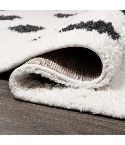 MOROCCAN HYPE Area Rug Pere Modern Charcoal Dot Shag White/Gray 2 ft. x 10 ft. Runner Rug