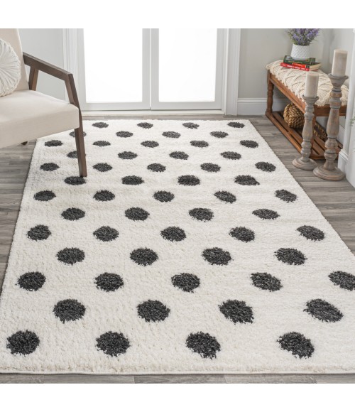 MOROCCAN HYPE Area Rug Pere Modern Charcoal Dot Shag White/Gray 5 ft. x 8 ft. Area Rug